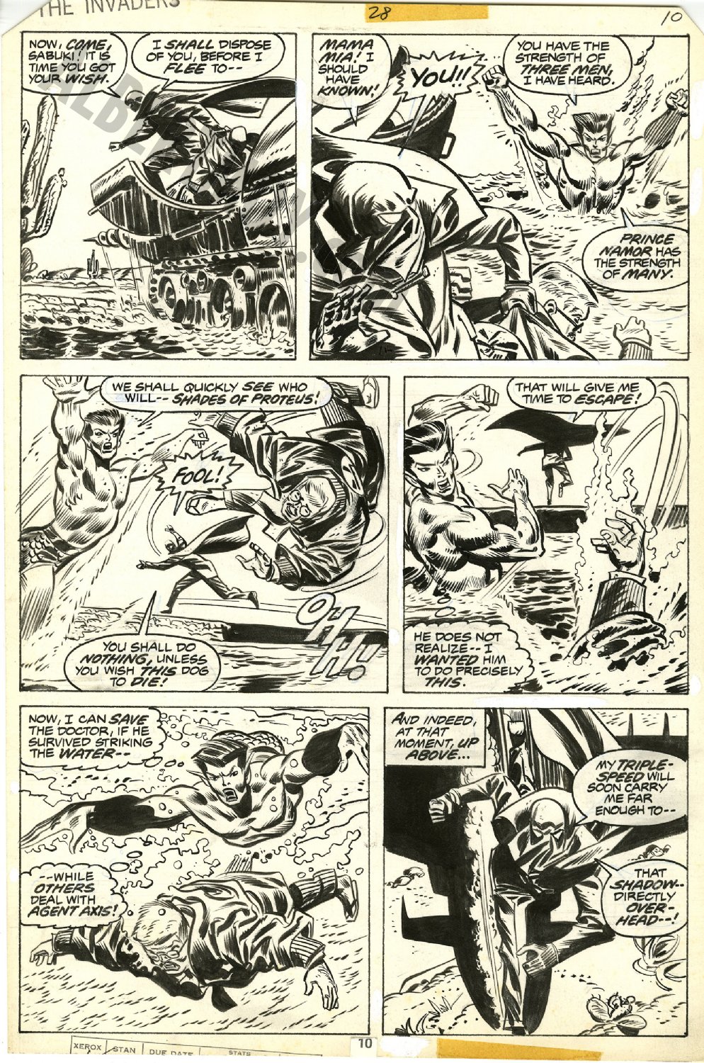 Albert Moy : Original Comic Art - Invaders by Frank Robbins