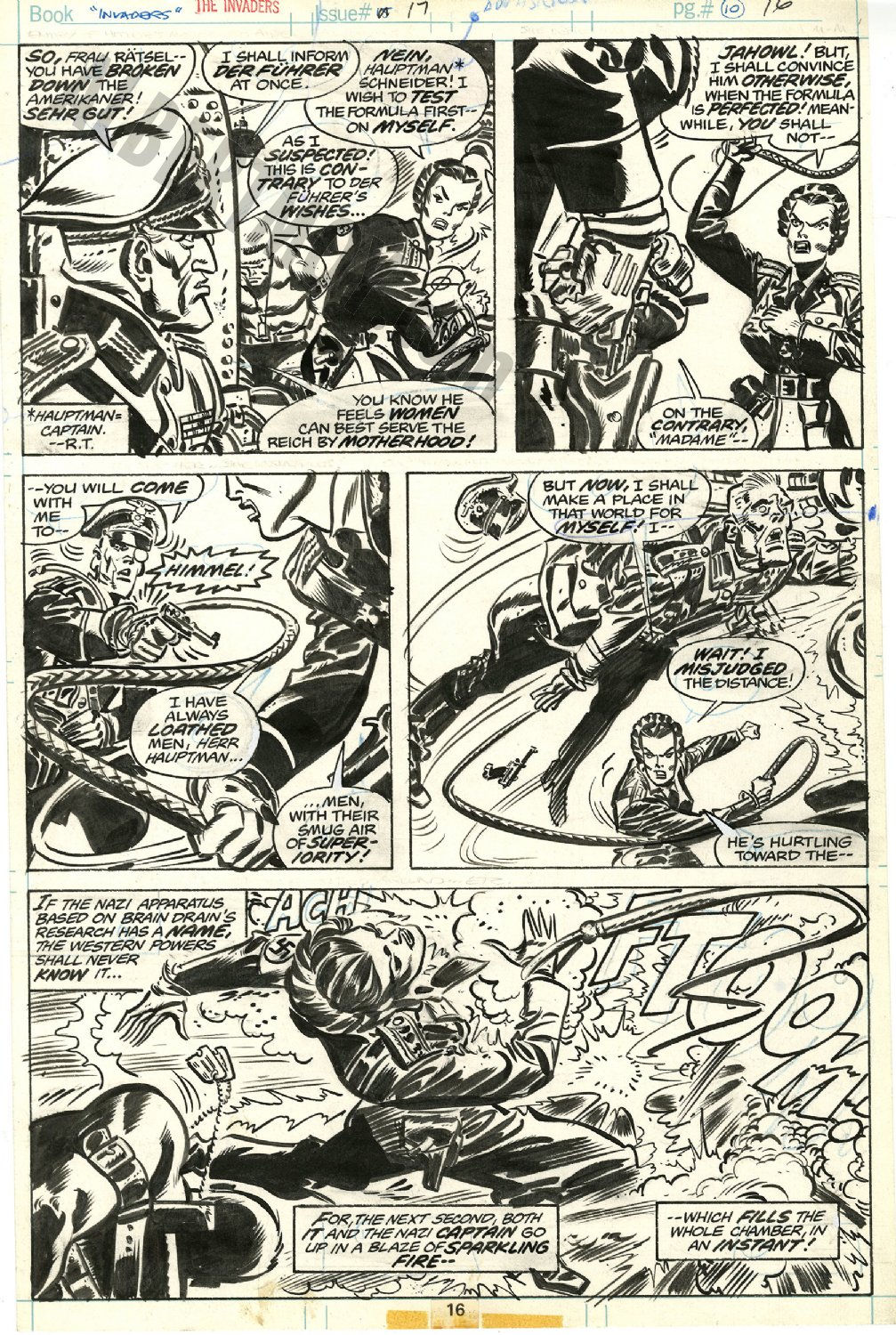 Albert Moy : Original Comic Art - Invaders by Frank Robbins