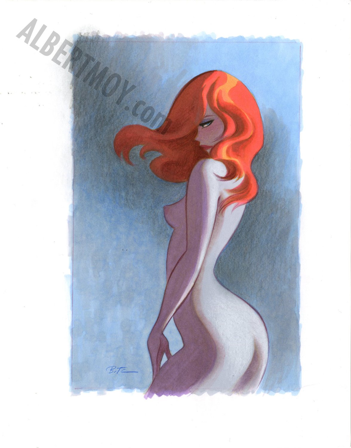 Albert Moy : Original Comic Art - Nude Red hair by Bruce Timm