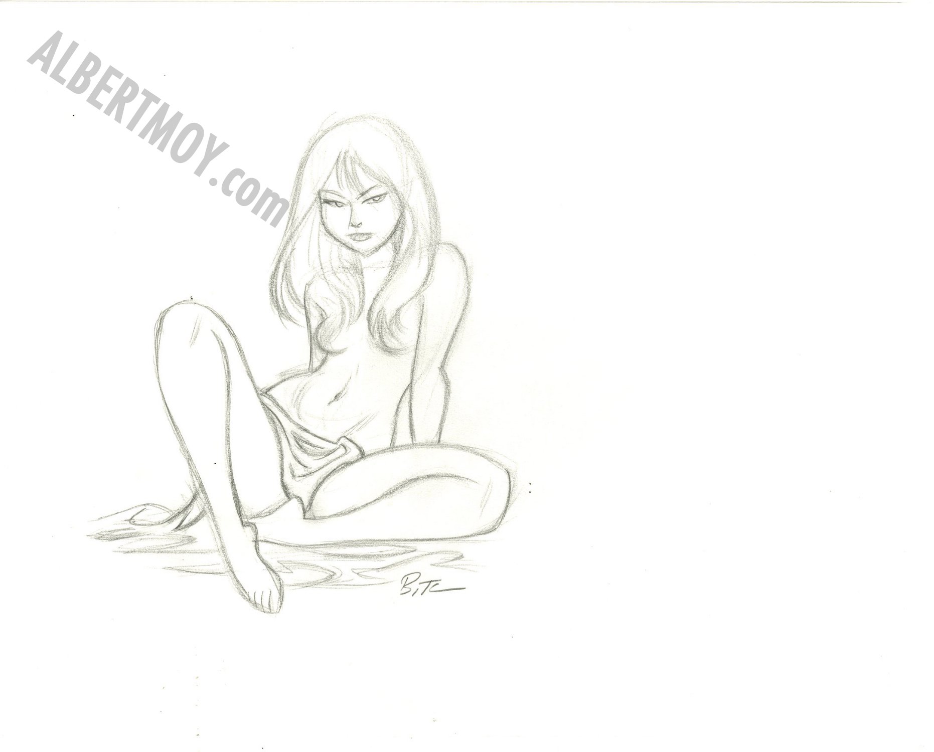 Pencil Cartoon Sex Gallery - Albert Moy : Original Comic Art - Nude girl pencils by Bruce Timm