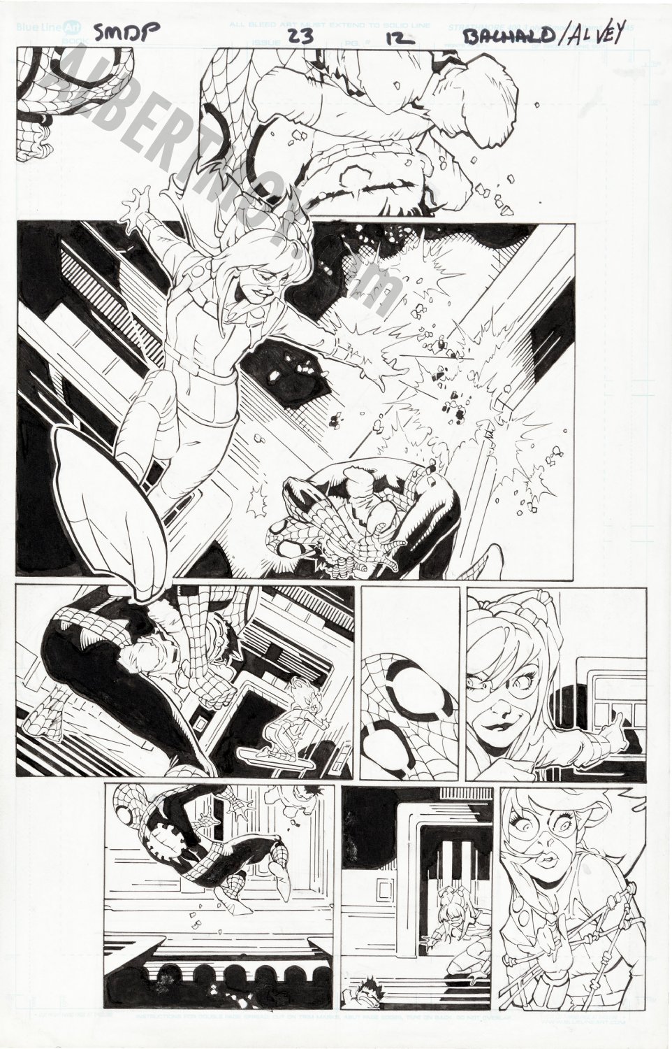 Albert Moy : Original Comic Art - Spiderman vs Deadpool by Chris Bachalo