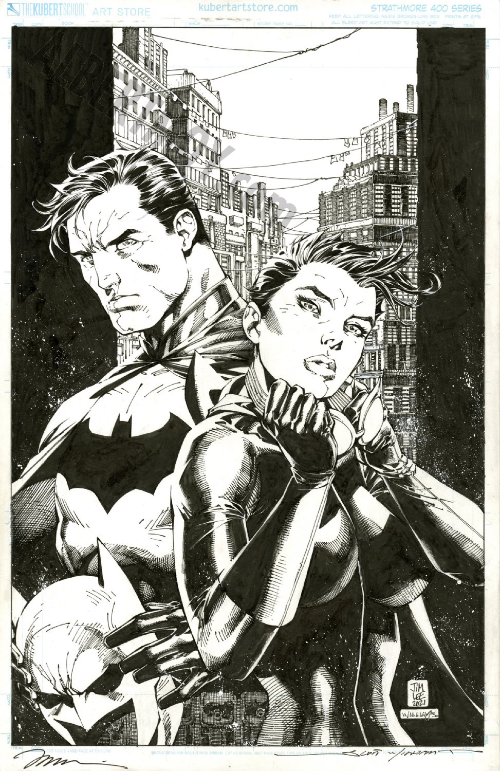 Albert Moy : Original Comic Art - Batman Catwoman by Jim Lee