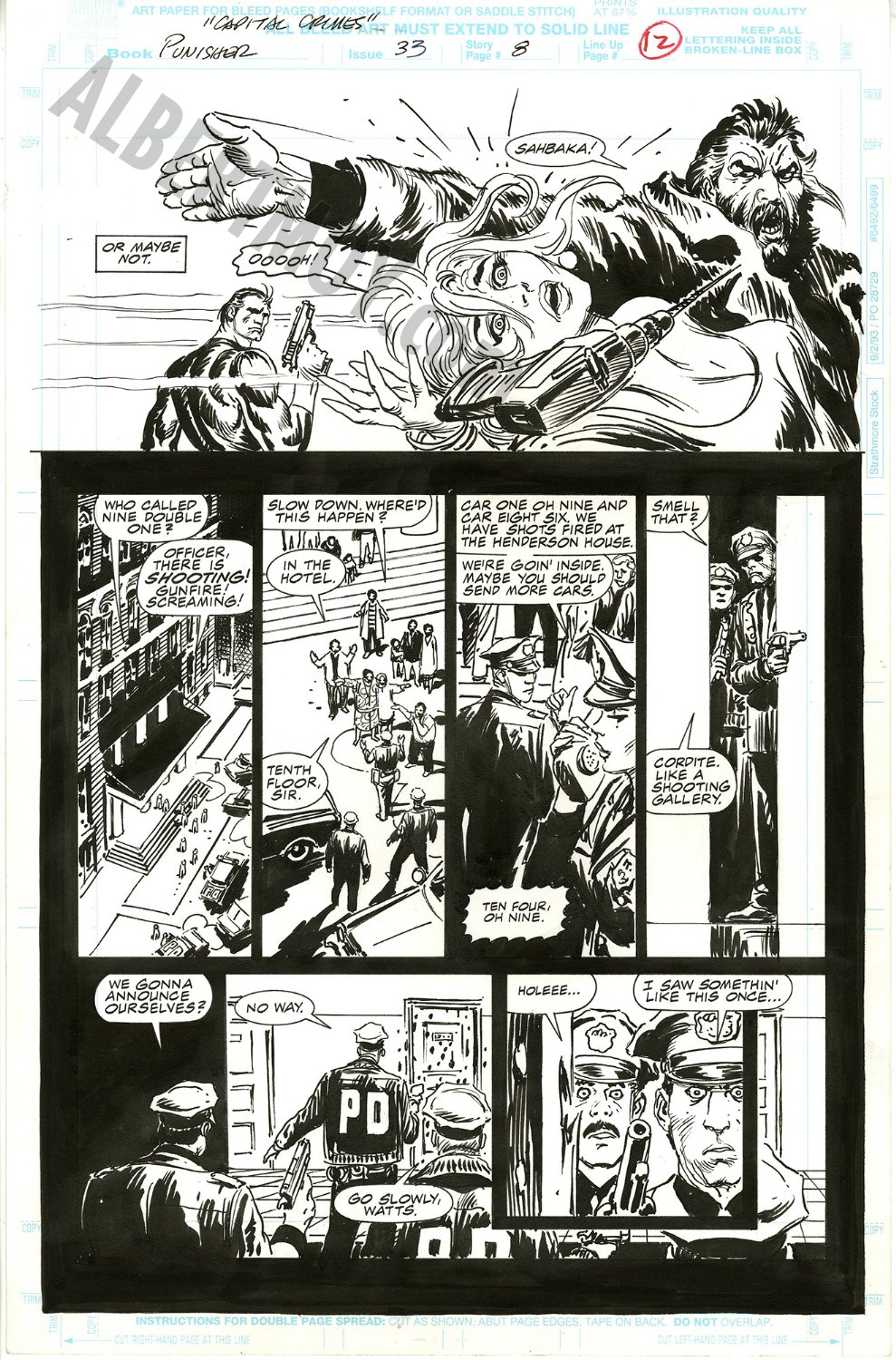 Albert Moy : Original Comic Art - Punisher War Zone by Joe Kubert