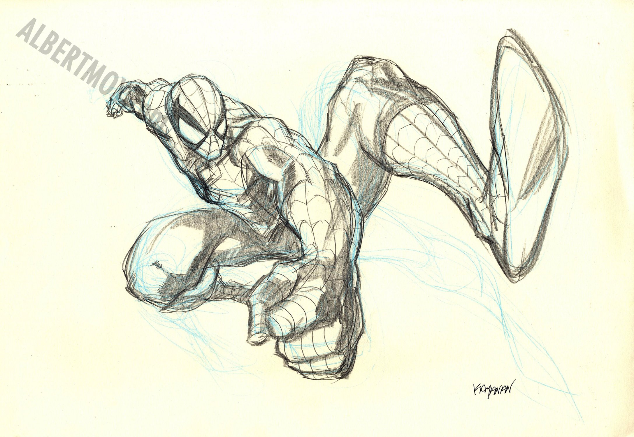 Spiderman Pencil & Ink Pinup (SOLD LIVE ON 'DUELING DEALERS OF COMIC ART'  EPISODE #102 PODCAST ON 1-11-2023 WATCH IT HERE! Comic Art For Sale By  Artist John Romita Sr. at Romitaman.com