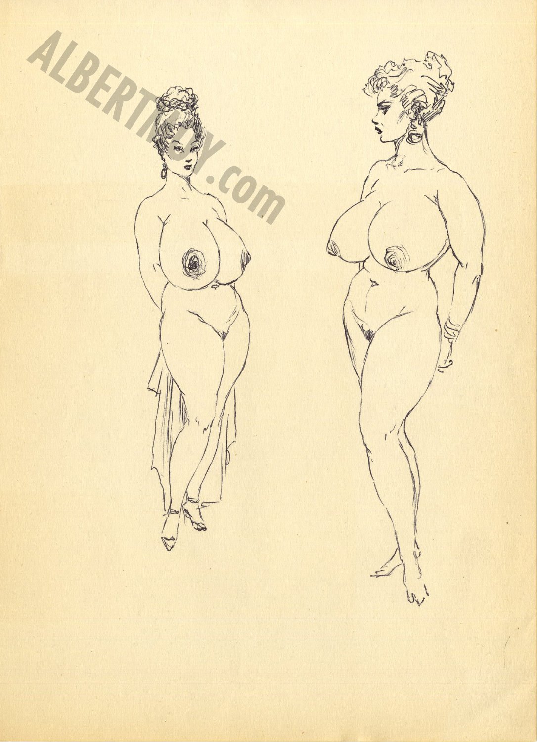 Albert Moy : Original Comic Art - Two Nudes by Roy Krenkel