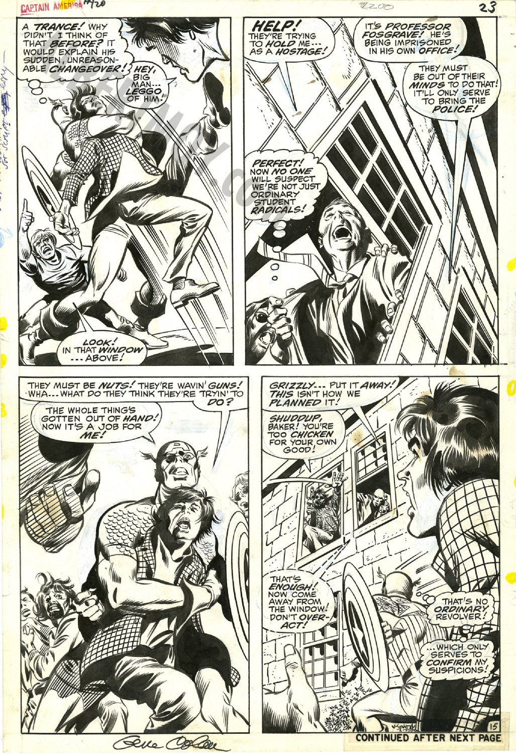 Albert Moy : Original Comic Art - Captain America by Gene Colan