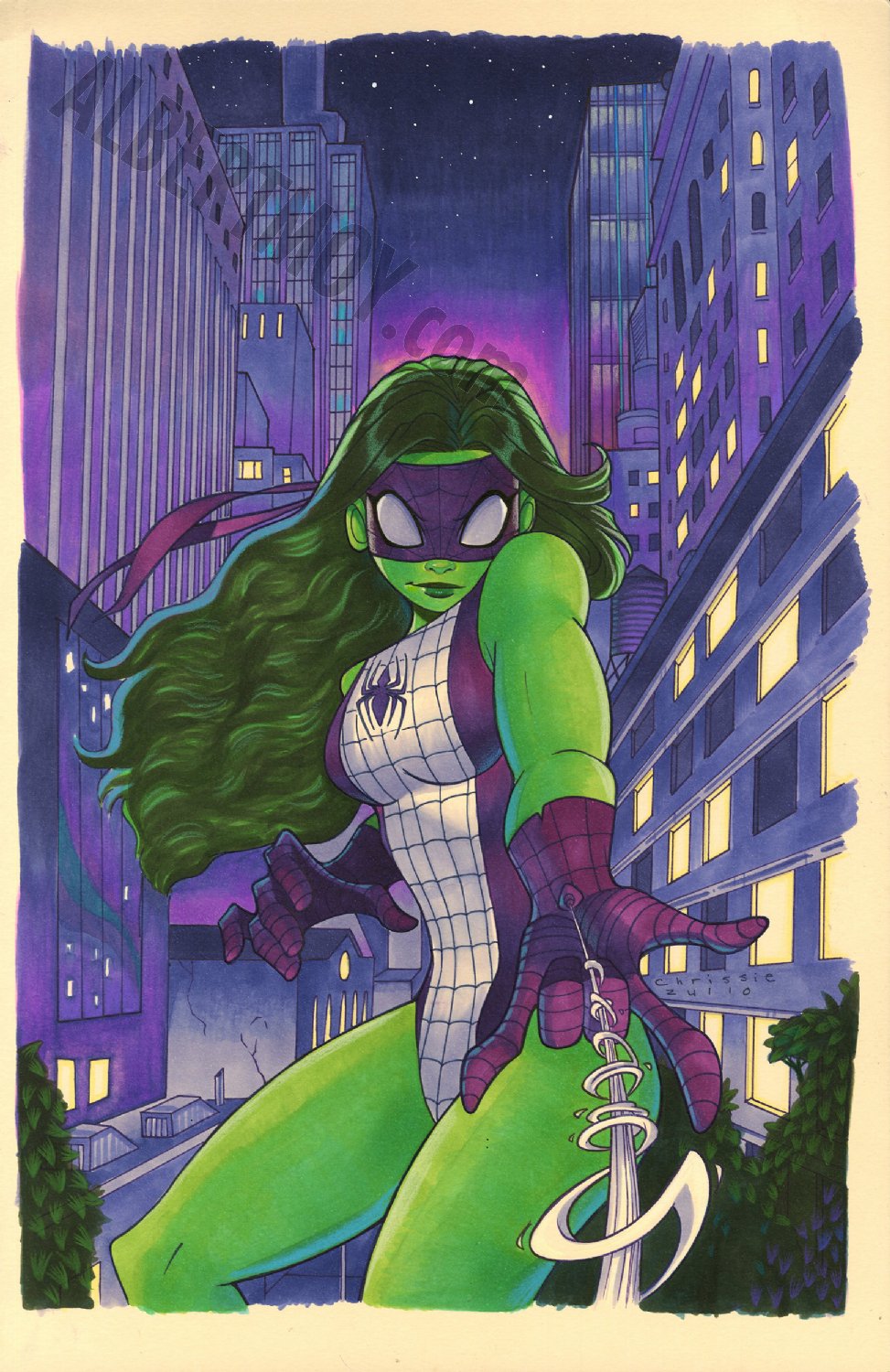 Albert Moy : Original Comic Art - She Hulk- Spider-Man by James Jean