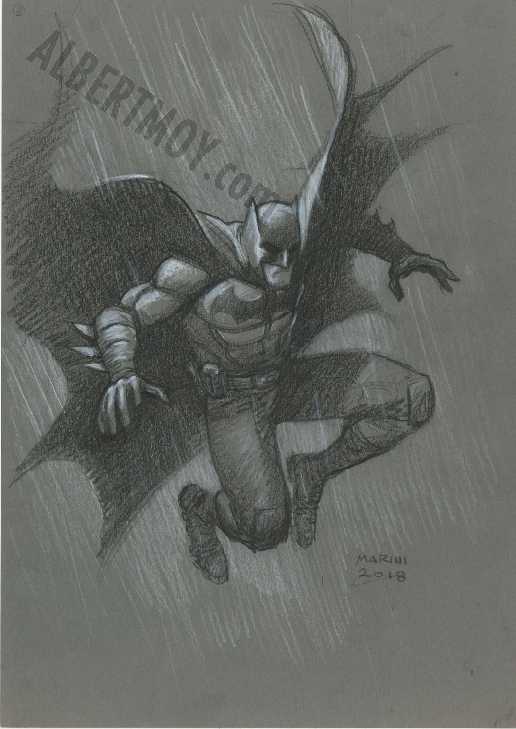 Albert Moy : Original Comic Art - Batman jumping by Joe Chiodo